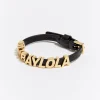 Cheap BIMBA Y LOLA Pulsera Fina Letras Logo Piel Negra
