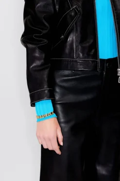 Cheap BIMBA Y LOLA Pulsera Fina Letras Logo Piel Negra