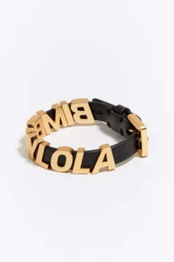 Cheap BIMBA Y LOLA Pulsera Letras Logo Piel Negra