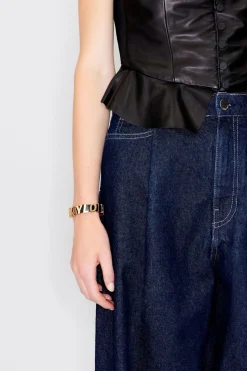 Cheap BIMBA Y LOLA Pulsera Letras Logo Piel Negra