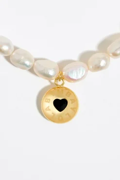 Fashion BIMBA Y LOLA Pulsera Perlas Logo Candy Corazon Negro