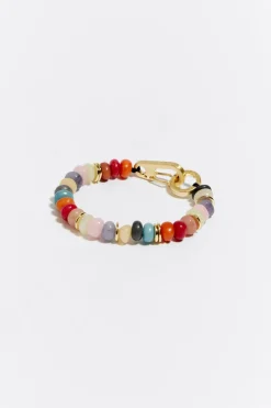 Clearance BIMBA Y LOLA Pulsera Piedras Multicolores Dorada Mate