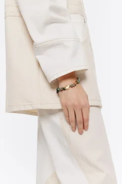 Cheap BIMBA Y LOLA Pulsera Piedras Verdes Y Hoja Dorada