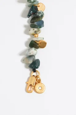 Cheap BIMBA Y LOLA Pulsera Piedras Verdes Y Hoja Dorada