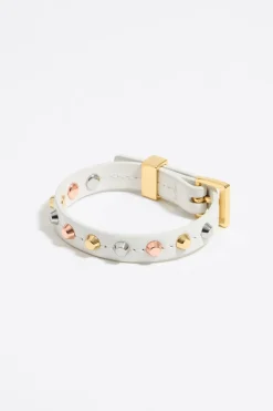 Shop BIMBA Y LOLA Pulsera Piel Tachas Marfil