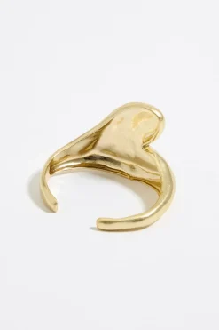 Shop BIMBA Y LOLA Pulsera Rigida Corazon Textura Dorado