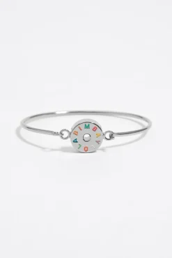 New BIMBA Y LOLA Pulsera Rigida Logo Plateada