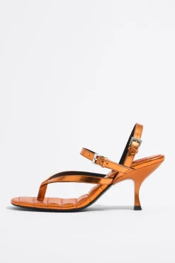 Online BIMBA Y LOLA Sandalia Tacon Tiras Piel Naranja