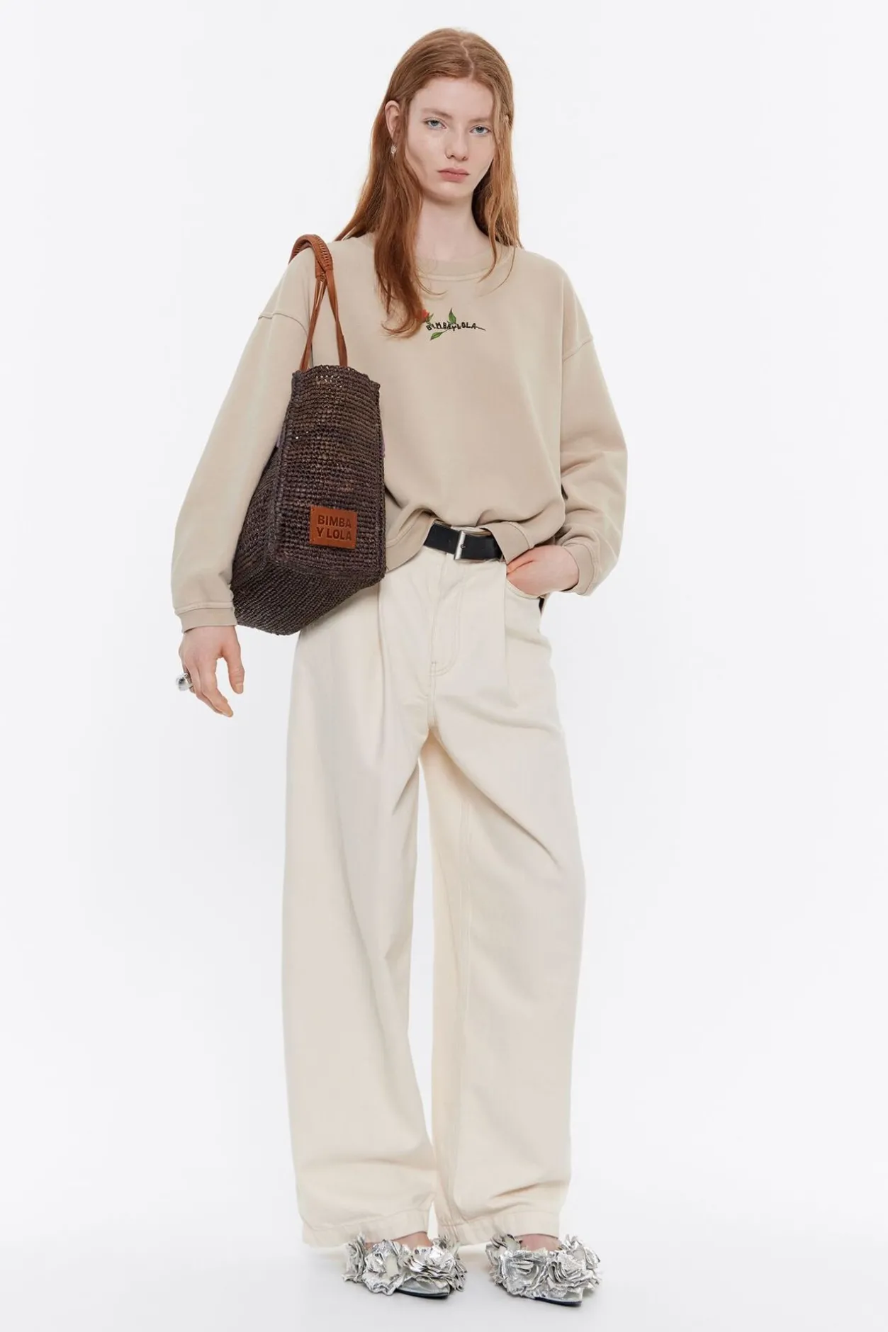 Best BIMBA Y LOLA Sudadera Logo Estampado Camel