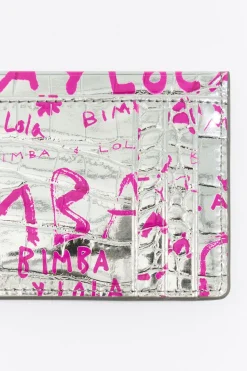 Clearance BIMBA Y LOLA Tarjetero Grabado Cocodrilo Plata