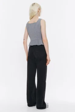 Sale BIMBA Y LOLA Top Ajustado Lana Fria Gris