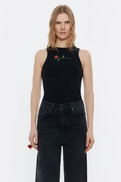 Cheap BIMBA Y LOLA Top Ajustado Logo Estampado Negro