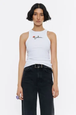 Outlet BIMBA Y LOLA Top Ajustado Logo Estampado Blanco