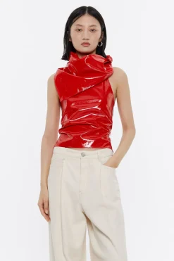 Sale BIMBA Y LOLA Top Ajustado Tejido Fantasia Rojo