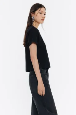 Sale BIMBA Y LOLA Top Recto Corto Punto Roma Negro