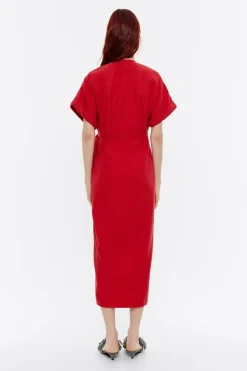 Cheap BIMBA Y LOLA Vestido Cruzado Denim Rojo