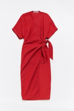 Cheap BIMBA Y LOLA Vestido Cruzado Denim Rojo