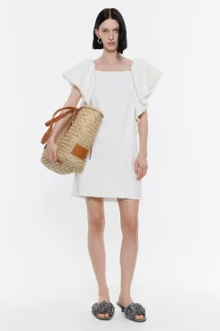 Hot BIMBA Y LOLA Vestido Denim Volantes Crudo