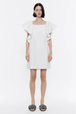 Fashion BIMBA Y LOLA Vestido Denim Volantes Crudo