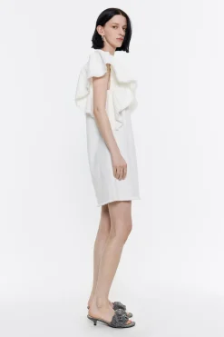 Discount BIMBA Y LOLA Vestido Denim Volantes Crudo