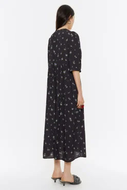 Best Sale BIMBA Y LOLA Vestido Fluido Midi Flowers Negro