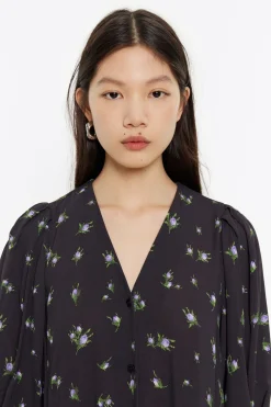 Best Sale BIMBA Y LOLA Vestido Fluido Midi Flowers Negro