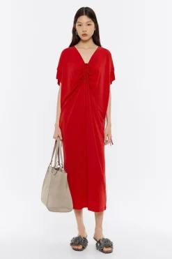 Best BIMBA Y LOLA Vestido Fluido Midi Rojo