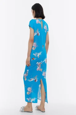 New BIMBA Y LOLA Vestido Frunces Waves Azul