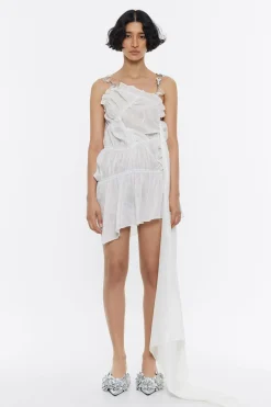 Hot BIMBA Y LOLA Vestido Fruncido Cadenas Marfil