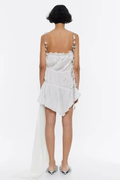 Hot BIMBA Y LOLA Vestido Fruncido Cadenas Marfil