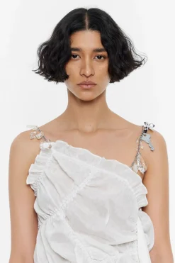 Hot BIMBA Y LOLA Vestido Fruncido Cadenas Marfil