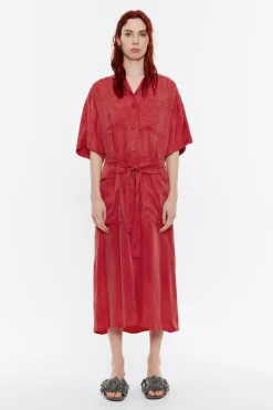 Store BIMBA Y LOLA Vestido Largo Camisero Rojo