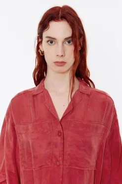 Store BIMBA Y LOLA Vestido Largo Camisero Rojo