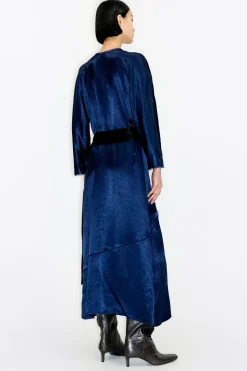 Shop BIMBA Y LOLA Vestido Largo Cruzado Azul Marino