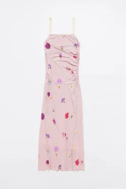 Cheap BIMBA Y LOLA Vestido Largo Fluido Flowers Rosa