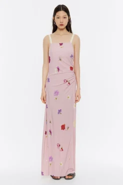 Discount BIMBA Y LOLA Vestido Largo Fluido Flowers Rosa