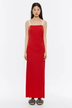 Discount BIMBA Y LOLA Vestido Largo Fluido Tirantes Rojo