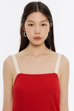 Discount BIMBA Y LOLA Vestido Largo Fluido Tirantes Rojo