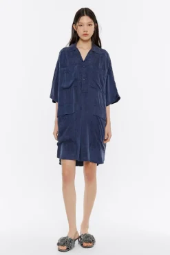 Fashion BIMBA Y LOLA Vestido Oversize Fluido Azul Lavado