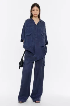 Fashion BIMBA Y LOLA Vestido Oversize Fluido Azul Lavado