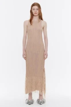 Hot BIMBA Y LOLA Vestido Punto Flecos Rosa Claro