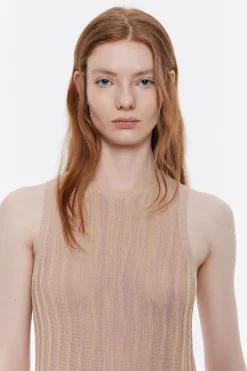 Hot BIMBA Y LOLA Vestido Punto Flecos Rosa Claro