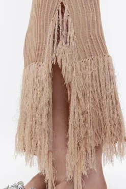 Hot BIMBA Y LOLA Vestido Punto Flecos Rosa Claro