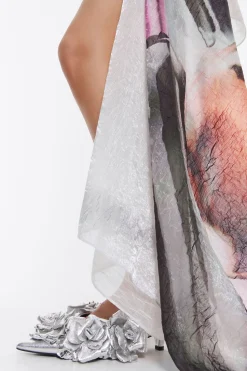 Cheap BIMBA Y LOLA Zapato Salon Flores Piel Plata